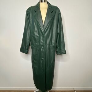 Jacqueline Ferrar Vintage Green Leather Trench Coat